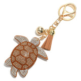 Crystal Turtle Tasseled Keychain Keyring Bag Purse Charm