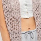 Two-Tone Open Weave Cardigan Vest – Pinky Peach & Grey, Small