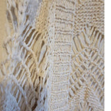 Mystree Womens Long Crochet Fringe Sleeveless Cardigan Shawl Wrap Natural Small