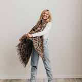 Brown & Black Leopard Scarf with Sequins