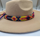 Bright Multicolor Woven Braided Western Aztec Adjustable Hat Band