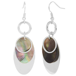 Silver Overlay with Abalone Dangle Earrings