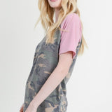 Camo & Blush Rose Pink Raglan Tee