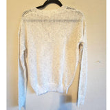 Mystree Womens Sweater Long Sleeve Open Weave Knit  V neck Natural Small