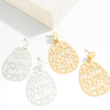 Happy Easter Design Brass Drop Dangle Earrings Gold