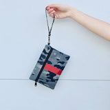 Camo Canvas Wristlet with Red Stripe