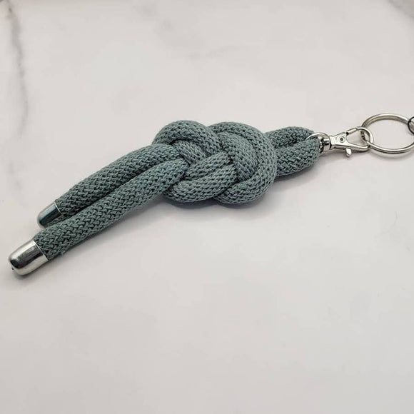 Nautical Figure 8 Knotted Rope Keyring Key Chain Bag Charm Laurel Green