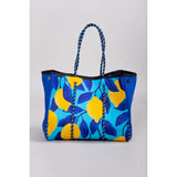 Blue & Yellow Lemon Print Neoprene Tote with Pouch