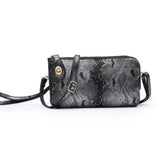 Python Print Twist Lock Clutch Crossbody Wristlet Gunmetal