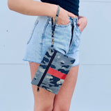 Camo Canvas Wristlet with Red Stripe