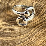 Sterling Silver Snaffle Bit Stacker Layer Ring Horse Western