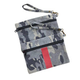 Camo Canvas Wristlet with Red Stripe