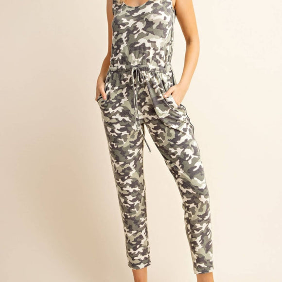 Green Camo Camouflage Tank top sleeveless Jumpsuit