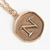 Initial Letter Coin Layering Necklaces  goldtone
