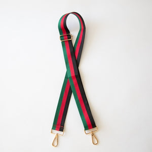 Red, Green, Black Stripe Crossbody Purse Strap