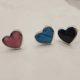 Heart Semiprecious Inlaid Stone Silver Ring Black Onyx Size 8.5