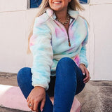 Katydid 1/4 Zip Pastel Tie Dye Print Pullover Med