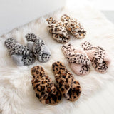 Pretty Simple Leopard Criss-Cross Slipper Slides in Gray