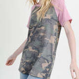 Camo & Blush Rose Pink Raglan Tee