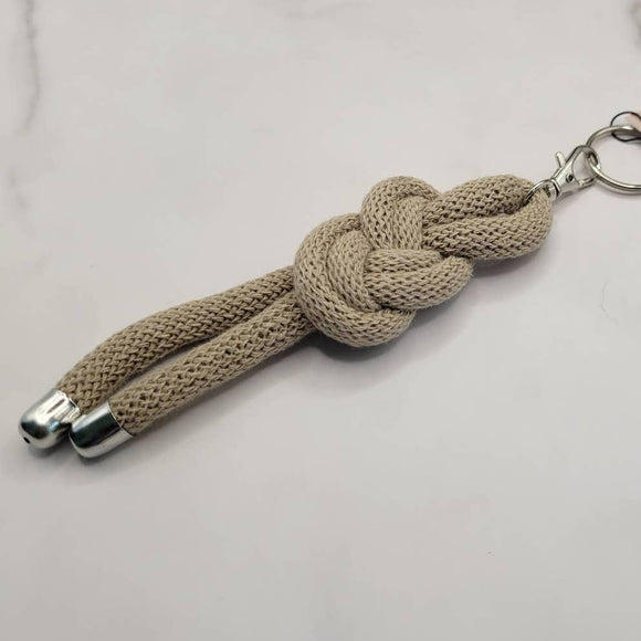 Nautical Figure 8 Knotted Rope Keyring Key Chain Bag Charm Sand