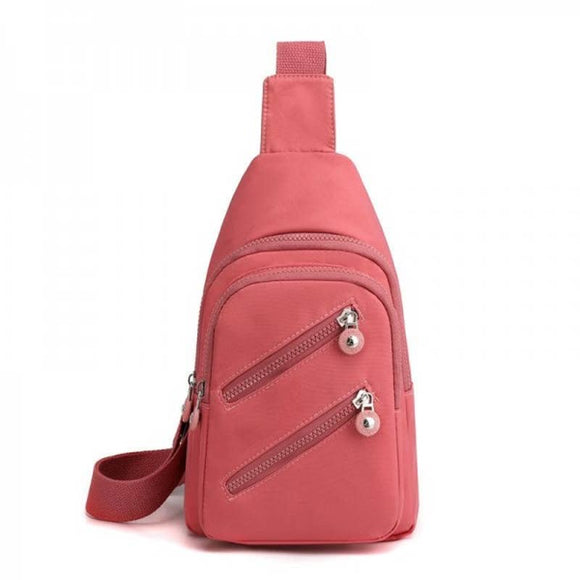 Nylon Crossbody Sling Bag Pink
