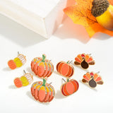 Thanksgiving Stacked Enamel Pumpkins Stud Earrings