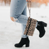 Leopard Canvas Wristlet Clutch