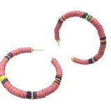 Pink Multi Color Katsuki Bead Hoops 2"