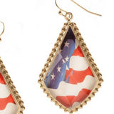 Triangular Dangle Drop Americana Patriotic USA Flag Earrings