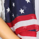 American Americana USA Patriotic Stars Stripe Lightweight Scarf Red White Blue