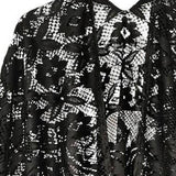 Floral Lace Fringe Boho Kimono Wrap Shawl Cover Up Black