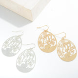 Silver Brass Happy Easter Egg Dangle Drop Earrings