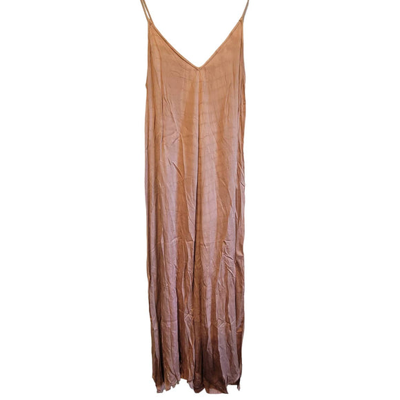 Mystree Womens Dress Maxi Spaghetti Strap Sundress Tie Dye Dark Coral Rust