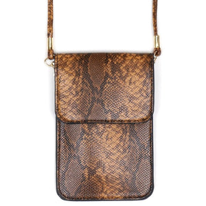 Snake print Cell Phone Crossbody Brown