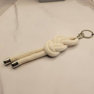 Nautical Figure 8 Knotted Rope Keyring Key Chain Bag Charm Natural