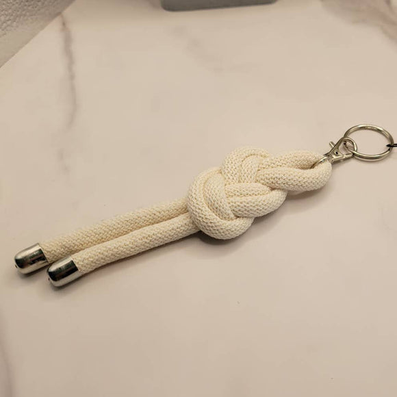 Nautical Figure 8 Knotted Rope Keyring Key Chain Bag Charm Natural