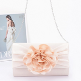 Satin Flower Party Clutch – Ivory Beige
