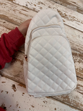 White Quilted Crossbody Sling Bag