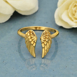 Artisan Bronze Angel Wing Ring – Adjustable