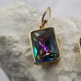 Boho Multicolor Crystal Rectangle Semi Precious Earrings