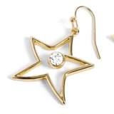 Celestial Star Dangle Drop Earrings Crystal Gold