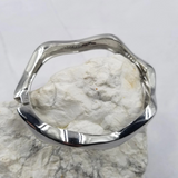 Wavy Hinged Bangle Bracelet Silver