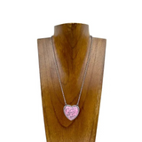 Western Southwestern Light Pink Stone Heart Necklace