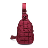 Bristol Puffy Quilted Nylon Sling Backpack Burgundy