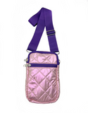 Shimmer Pink Quilted Puffer Messenger Cross Body Bag