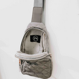 Grey Quilted Puffer Puffy Sling Bag