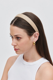 Embossed Woven Vegan Leather Headband Natural