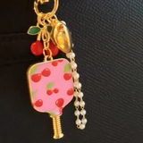 Pickleball Cherry Bag Charm Keychain Sweet Sporty Paddle Cherry Charms