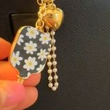 Pickleball Daisy Bag Charm Keychain Sporty Floral Paddle Daisy Charms