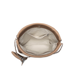 Isabella Recycled Vegan Leather Chain Shoulder Bag Latte Tan Pleated